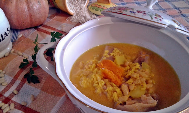 Caldereta de calabaza, alubias y arroz de Vila-real