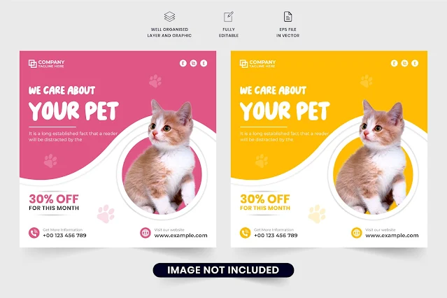 Pet care center social media post vector free download