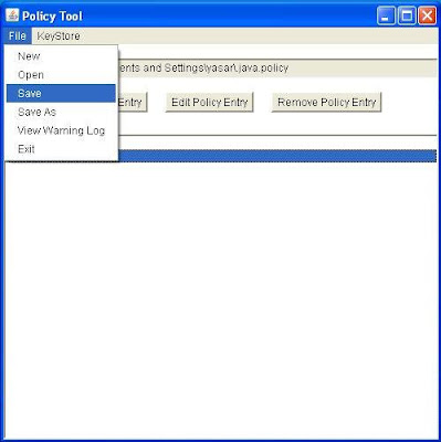 Go to "File" menu to "Save" the added policy on the system.