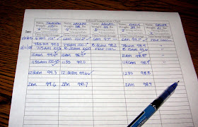 Sample Tylenol chart, with data filled out