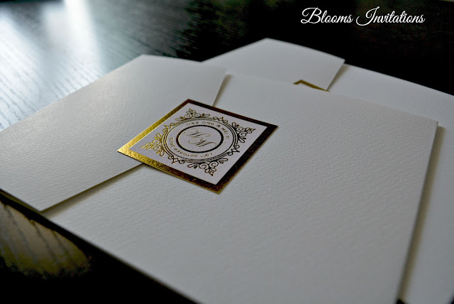 Gold Hot Stamp Elegant white wedding invitation