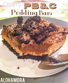 No-Bake Creamy Peanut Butter and Chocolate Pudding Bars with Oreo Crust is delicious, super easy to make, and a cold treat for a potluck or nightly treat. Alohamora Open a Book http://alohamoraopenabook.blogspot.com/