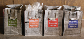 recycling bags made from old newspapers