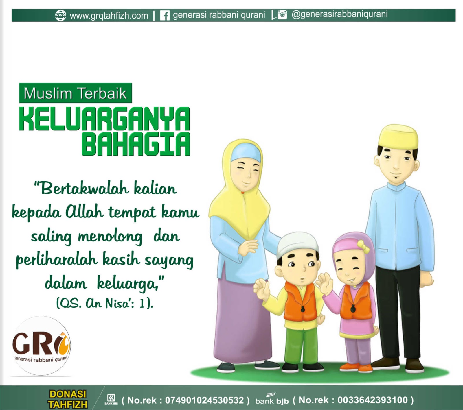 Gambar Kartun Keluarga Besar Muslim Bahagia