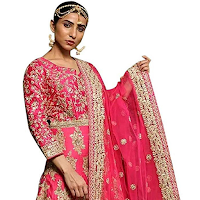 Pushp Paridhan Wedding Wear hand work Ethnic Wear Hot Pink Bridal Aanarkali Suit 