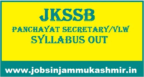 Jkssb Panchayat Secretary/VLW Syllabus