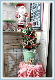 Cottage-Farmhouse-Breakfast- Nook -Christmas- Decor-Mini-Tree-Gingerbread-Jadeite-Pioneer-Woman-From My Front Porch To Yours
