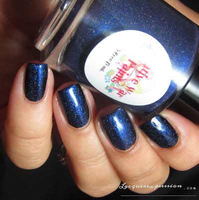 nail polish swatch of Midnight at Lake Michigan by Native War Paints (swatched over black)