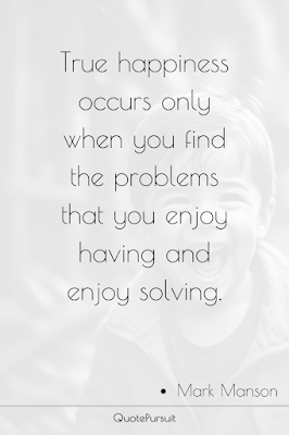 True happiness occurs only when you find the problems that you enjoy having and enjoy solving.