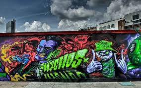 Colourfull Graffiti Bubble on The Street Wall 