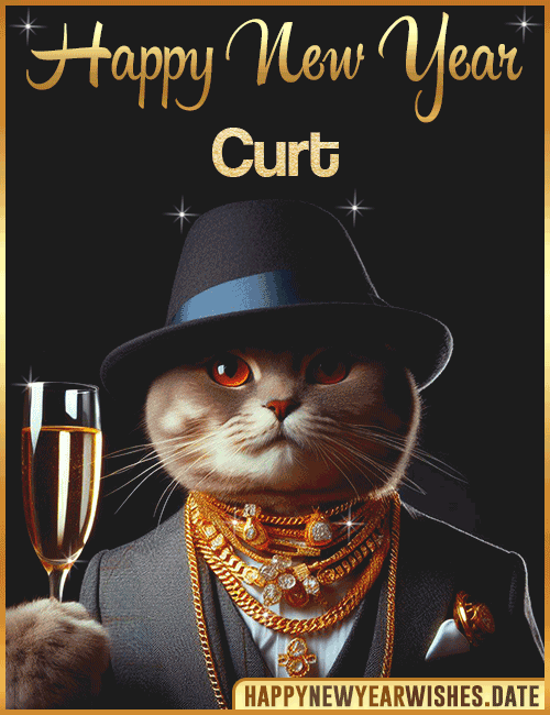 Happy New Year Cat Funny Gif Curt