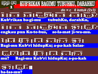 Lirik dan Not NKB 84 'Ku B'rikan Bagimu TubuhKu, DarahKu