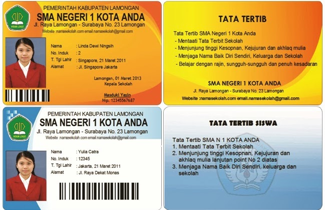Download Gratis Template Kartu Pelajar  membuat id card 