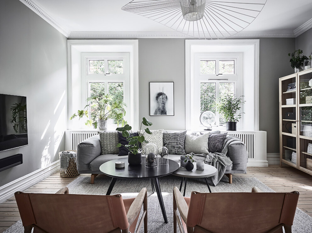 Palette grigio blu per la casa raffinata di gusto scandinavo