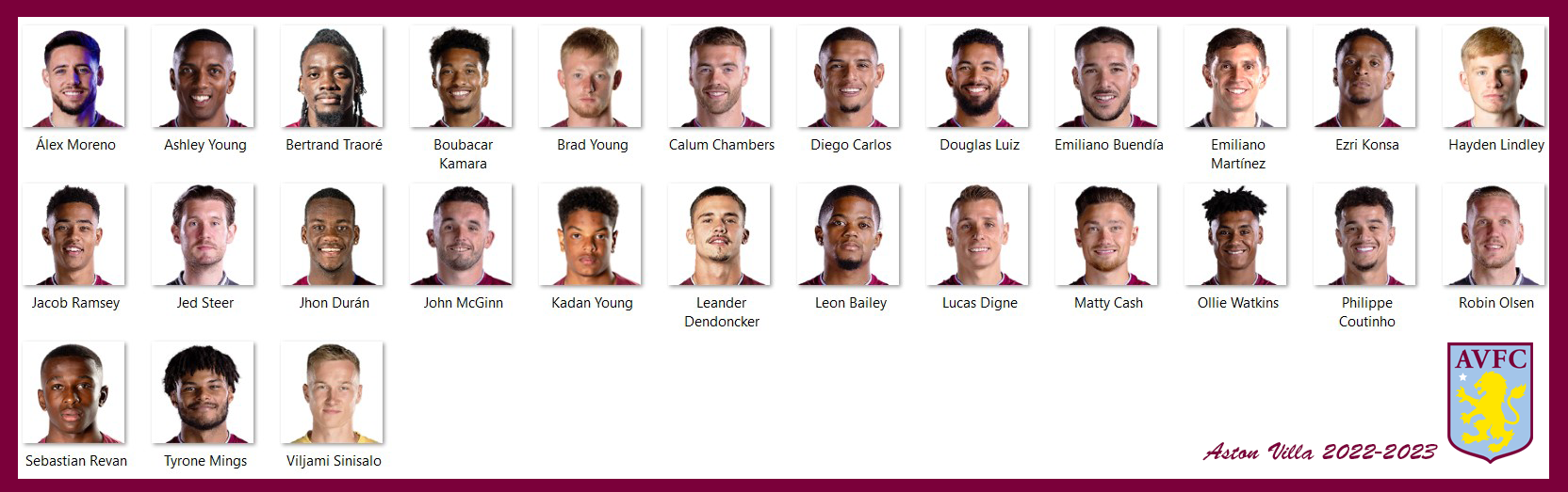 PES 2021 Aston Villa Mini Faces Pack 2023