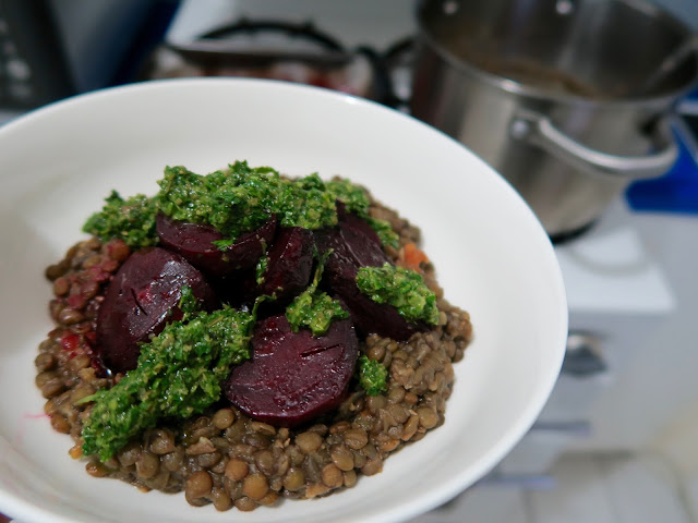lentils and beets with salsa verde from A Modern Way to Eat by Anna Jones | salt sugar and i