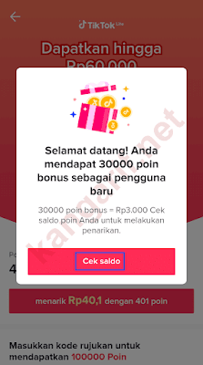 klik cek saldo