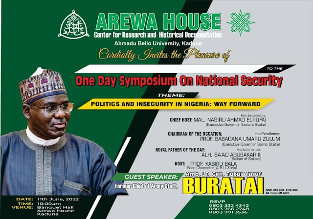 Buratai To Speak At ABU Symposium On National Politics And Insecurity