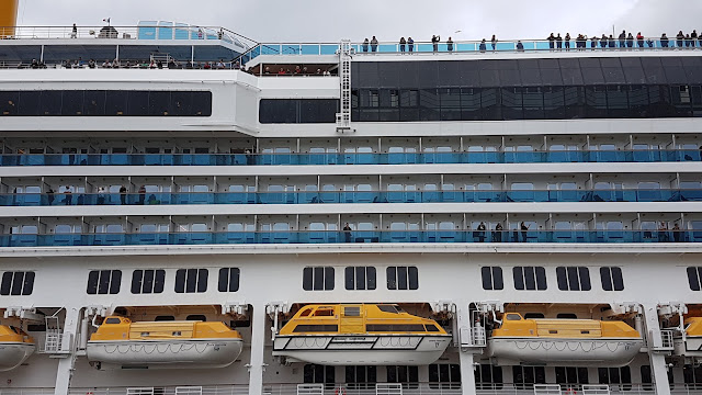 Cruise ship Costa Favolosa departs her berth in Bergen, Norway; Costa Cruises