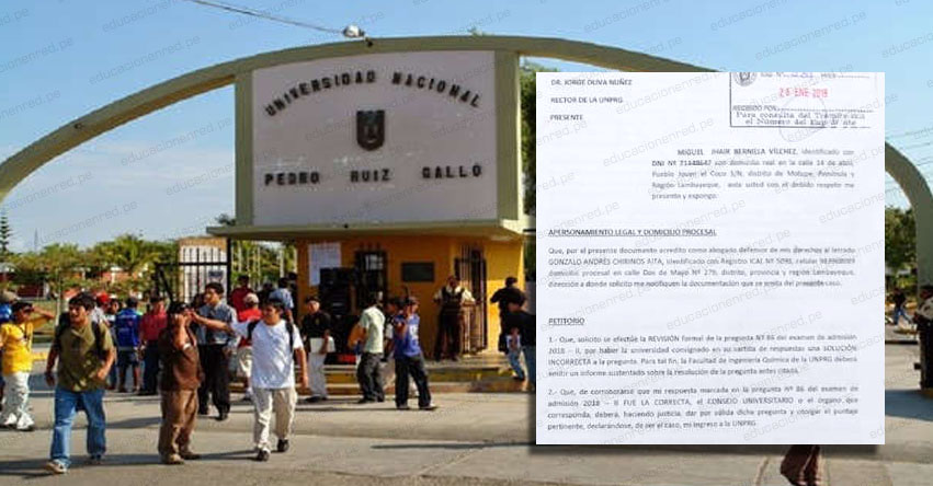 UNPRG: Postulante a la Universidad Pedro Ruiz Gallo de Lambayeque demostró que institución se equivocó en resolver el examen