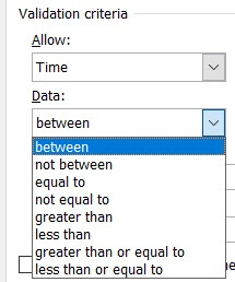 time option-data validation-excel in hindi