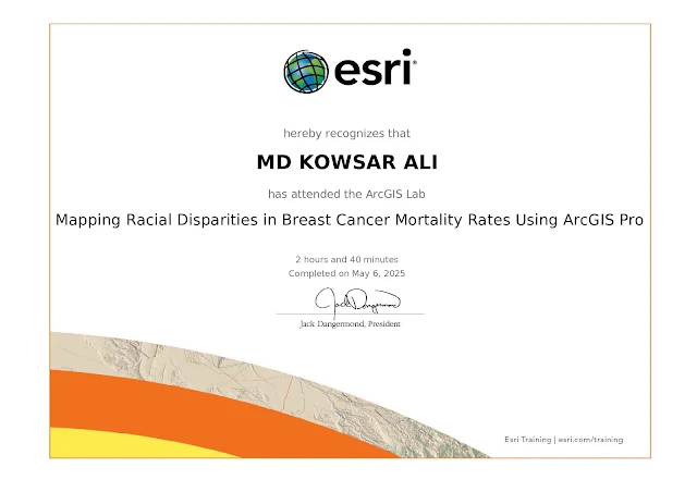 MD KOWSAR ALI; Environmental Systems ResearchInstitute; ESRI;