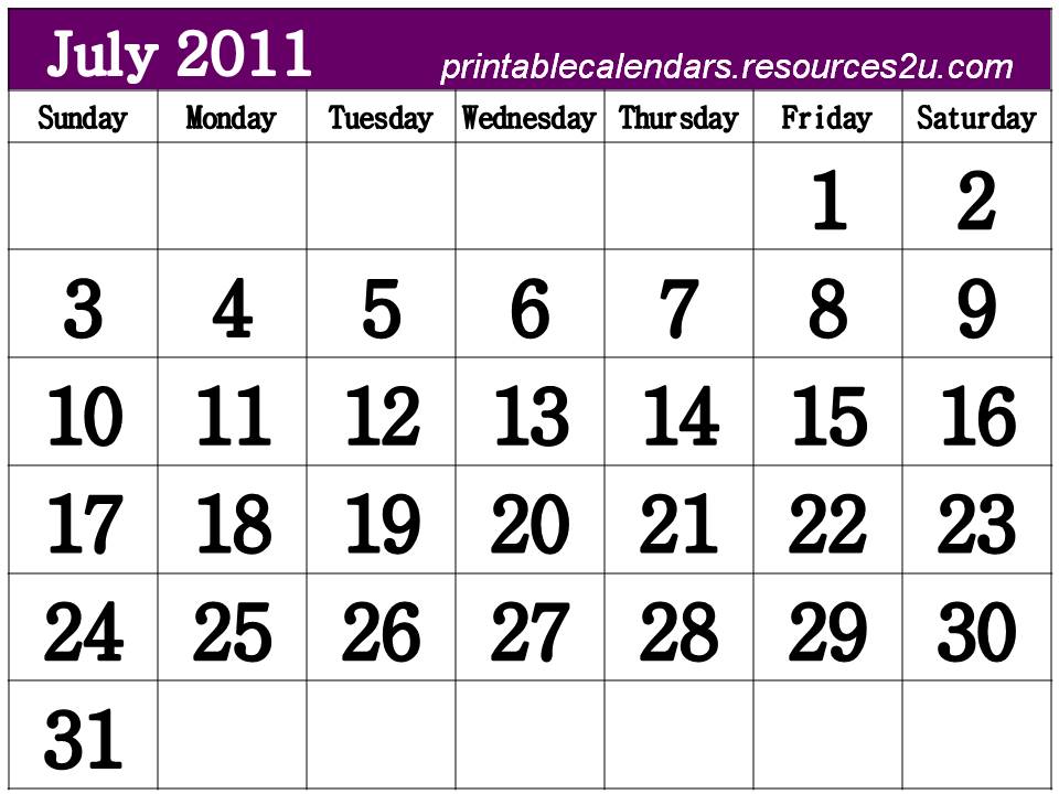 july calendars. Free July 2011 Calendar to