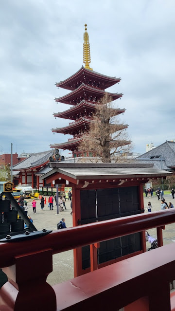 view from the asakusa temple to another temple or tower