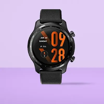 Ticwatch pro 3 with a purple background