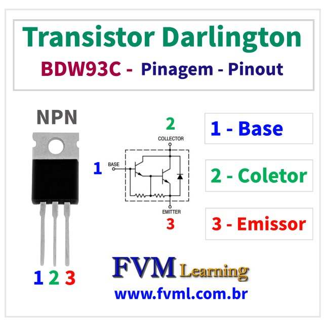 Datasheet-Pinagem-Pinout-transistor-darlington-NPN-BDW93C-Características-Substituição-fvml