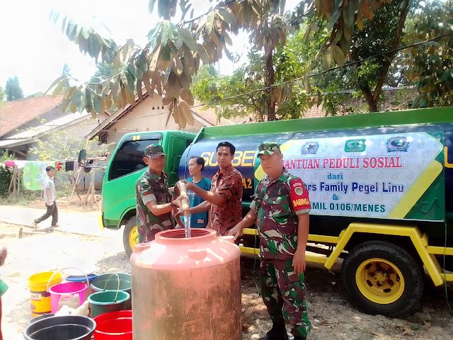 Koramil 0106/Menes, Salurkan Bantuan Air Bersih Dari Komunitas Tiktoker