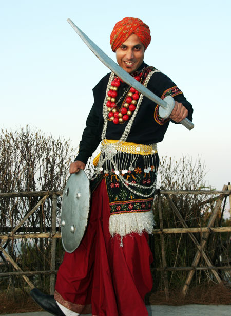 In traditional Khasi dress