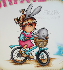 Girly card featuring girl on bike (image by Lili of the Valley)