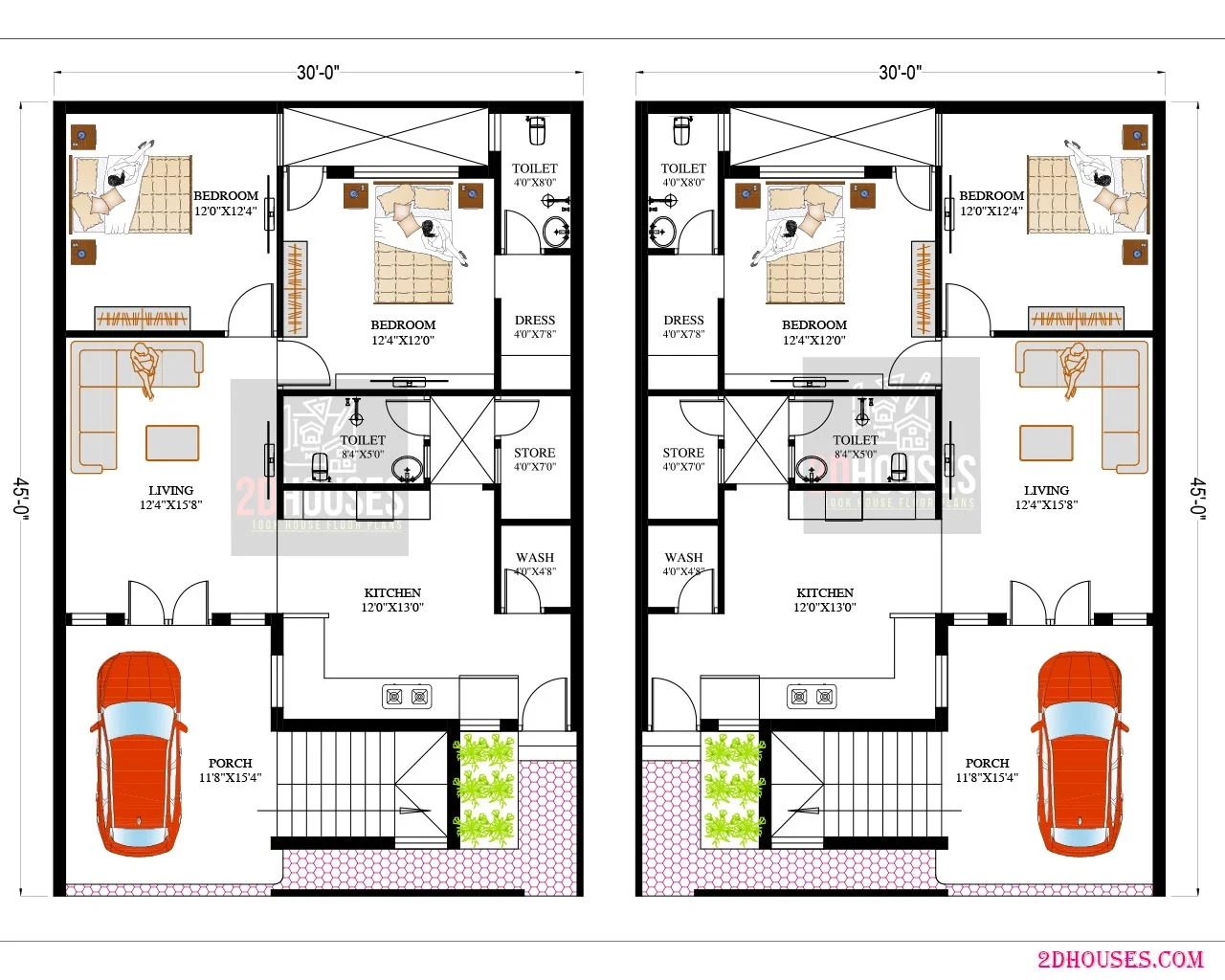 30x45 house plan west facing