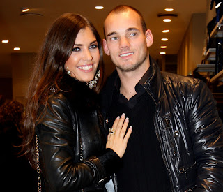 Wesley Sneijder with Wife