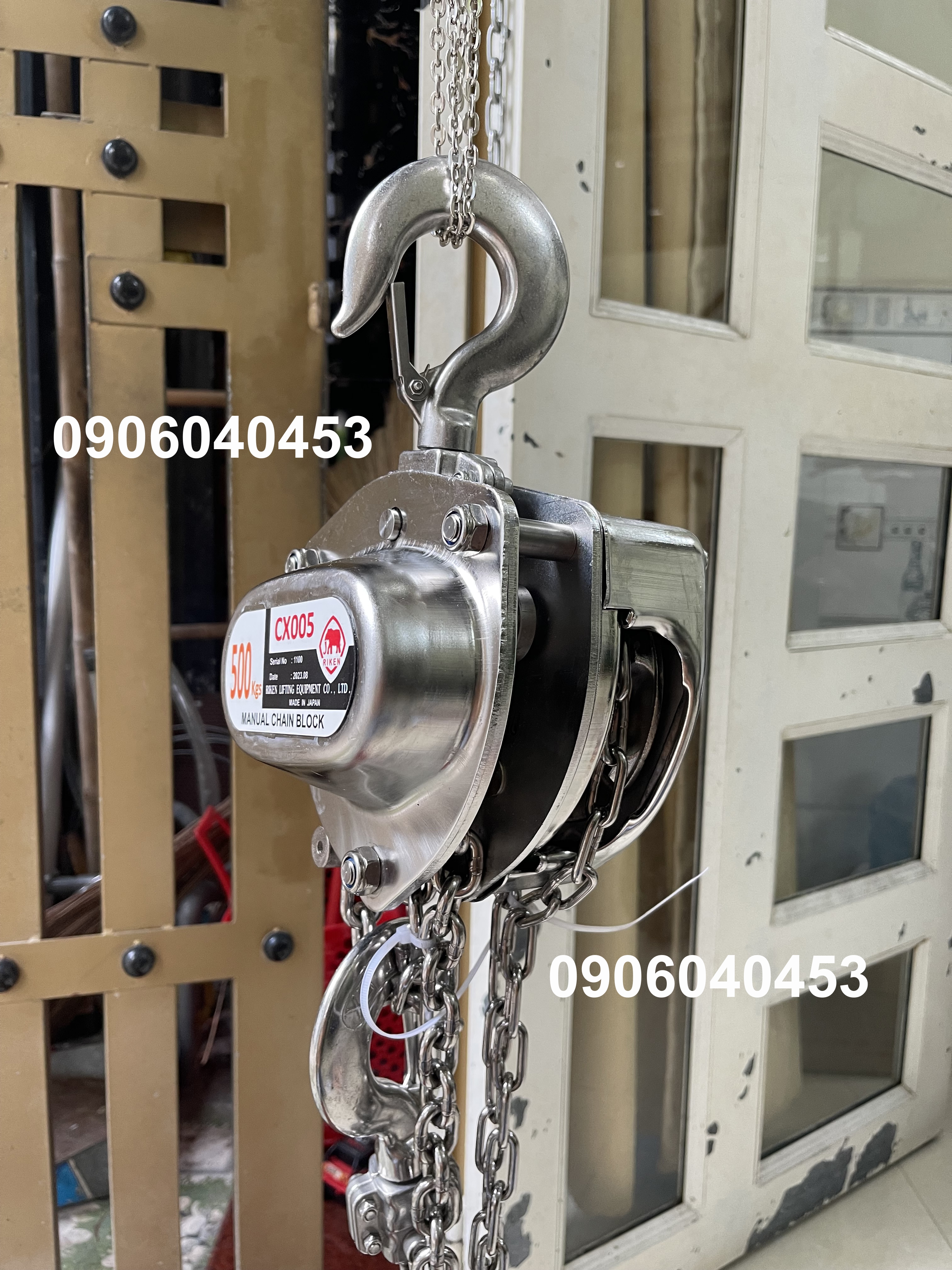 Pa lăng kéo tay inox 304 Riken 500kg CX005/ 500kgs stainless steel chain hoist CX005