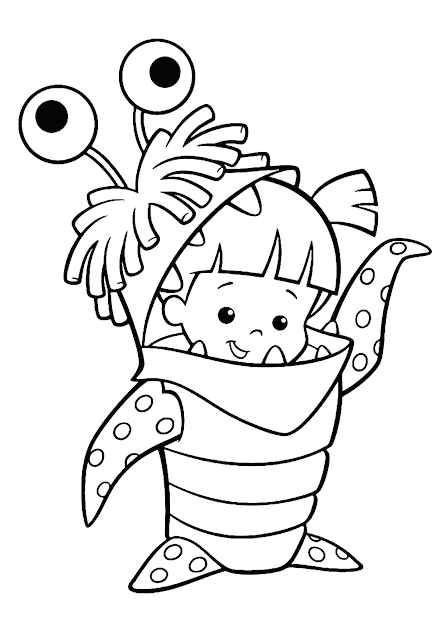 Boo Costume Monster Inc Coloring Pages For Kids Printable Free