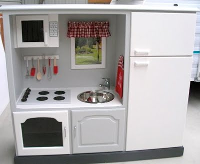 Play Kitchens on Design Dazzle  Tv Entertainment Center Turned Play Kitchen