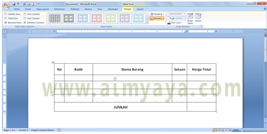 Microsoft word sebagai aplikasi pembuatan dokumen sangat mendukung pembuatan tabel Tutorial Cara Membuat Tabel di Ms Word 2007