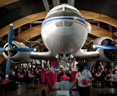 Restaurant at a Vintage Airplane in Zurich Airport