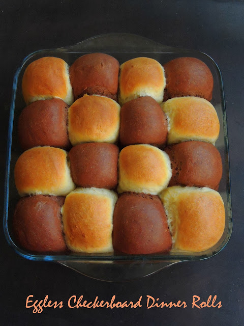 Eggless Checkerboard Dinner Rolls