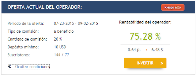 oferta actual del trader CopyFX