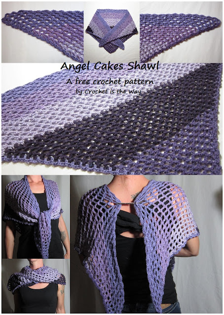 free crochet pattern, Angel Cakes Shawl, shawl, Caron Cakes