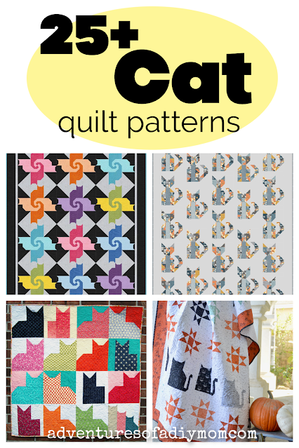 collage of cat quilt patterns