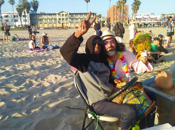 Lonny Jones and Omar Cherif at the Venice Beach Drum Circle — 2 June 2018