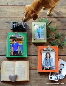 use old vintage books to make photo frames and picture holders