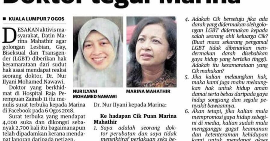MAHAGURU58 Marina Mahathir Aktivis dan Pejuang LGBT Surat Terbuka