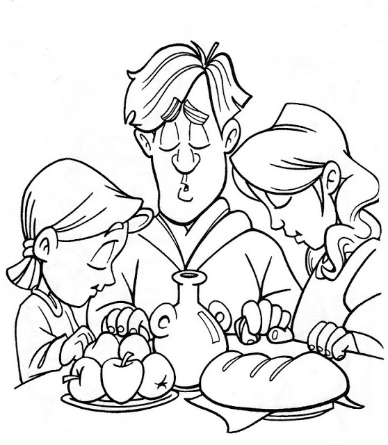 Familia comiendo dibujo para colorear - Imagui