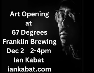 Ian Kabat art works on exhibit at 67 Degrees - Dec 2, 2 to 4 PM with music by Kai Olsson