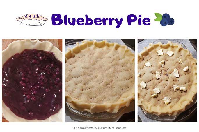 a collage photo of how to make old fashioned blueberry pie